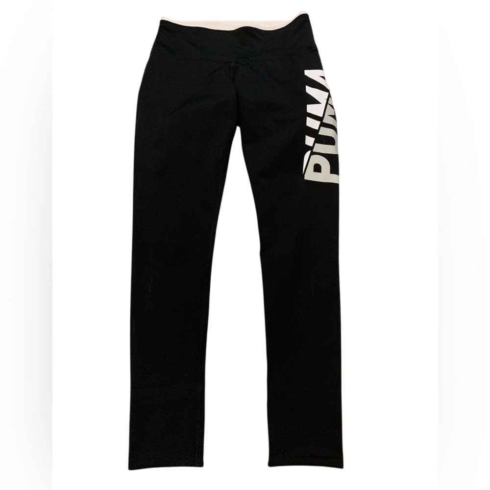 PUMA Black & White Logo Graphic Performance Leggings - XS